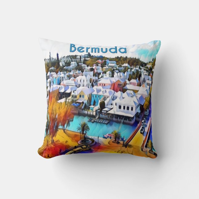 Neon Pop Art Bermudes lancer oreiller (Recto)