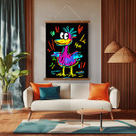 Neon Pop Art Duck: Vibrant and Playful  Hanging Tapestry<br><div class="desc">Bring a burst of energy to your walls with this electrifying neon pop art illustration of a quirky and cheerful duck. With its bold strokes, vibrant colours, and whimsical expression, this artwork captures the dynamic essence of contemporary pop art. Perfect for fans of playful designs, unique animal illustrations, and anyone...</div>