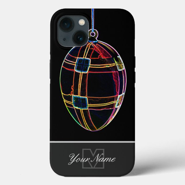 Neon-Pop-Art Happy Easter Egg with Monogram! Case- Case-Mate iPhone Case (Back)