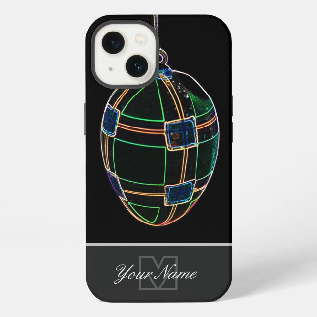 Neon-Pop-Art Happy Easter Egg with Monogram! Case- iPhone Case (Back)