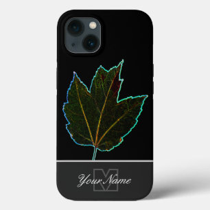 Neon-Pop-Art leaf veins macro with Monogram! iPhone 13 Case