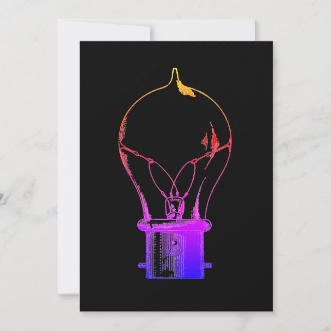 Neon Pop Art Light Bulb Idea Thank You Card (Front)