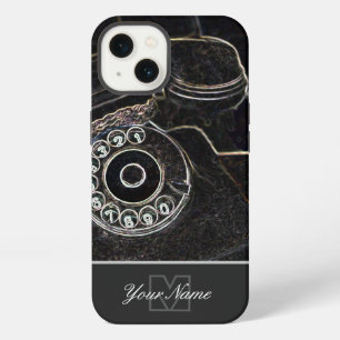 Neon-Pop-Art old retro telephone with Monogram! iPhone 13 Case