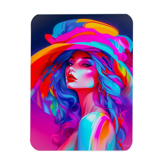 Neon Pop Art Portrait  Magnet (Vertical)