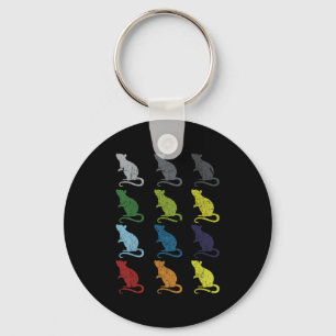 Neon Pop Art Retro Rat Rodent Gift Keychain