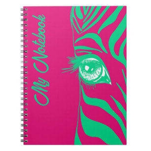 Neon Pop Art Zebra Pattern Glam Notebook