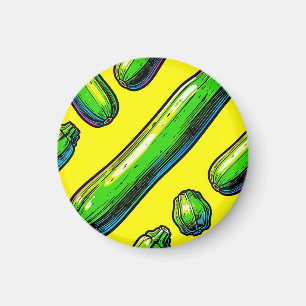 Neon Pop Art Zucchini Pattern Magnet