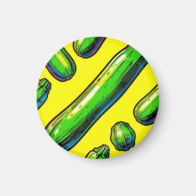 Neon Pop Art Zucchini Pattern Magnet (Front)