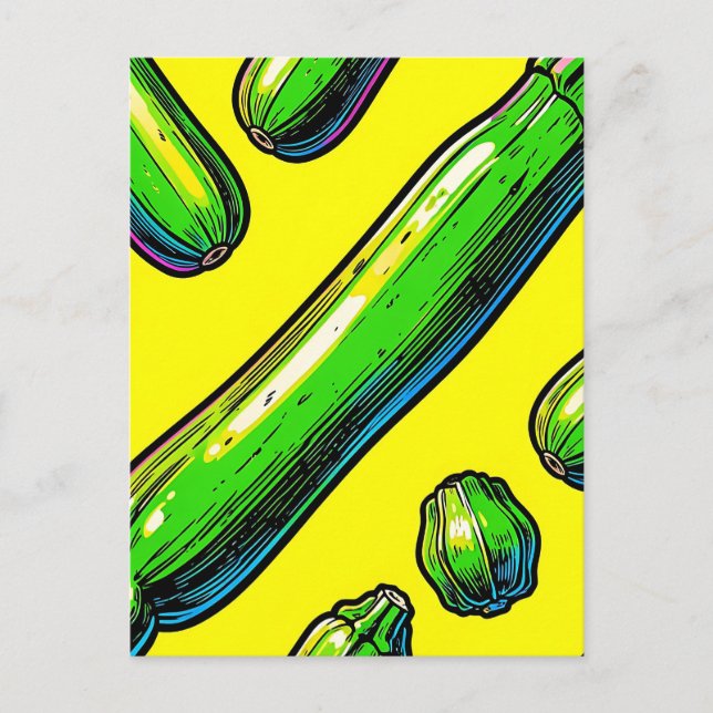 Neon Pop Art Zucchini Pattern Postcard (Front)
