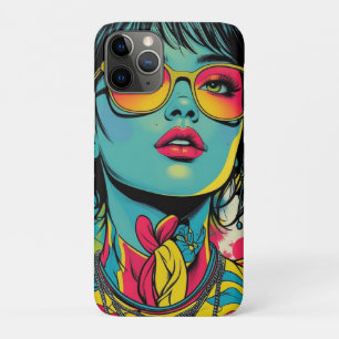 Neon Pop Diva Portrait – Bold & Vibrant Retro Art iPhone 11 Pro Case