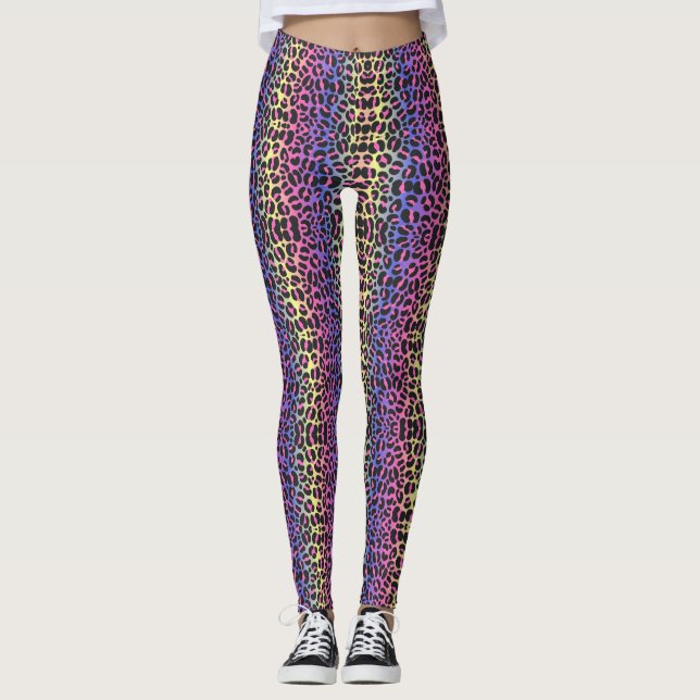 Neon Pop Leopard Print Leggings - Bold and Stylish (Front)