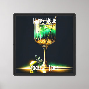 Neon Popular Party Time Personalized Canvas Print