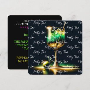 Neon Popular Party Time Personalized Invitation