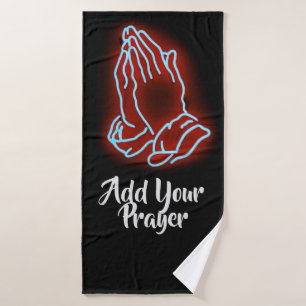 Neon Praying Hands Personalize or Customize Bath Towel