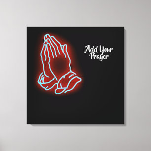 Neon Praying Hands Personalize or Customize Canvas Print