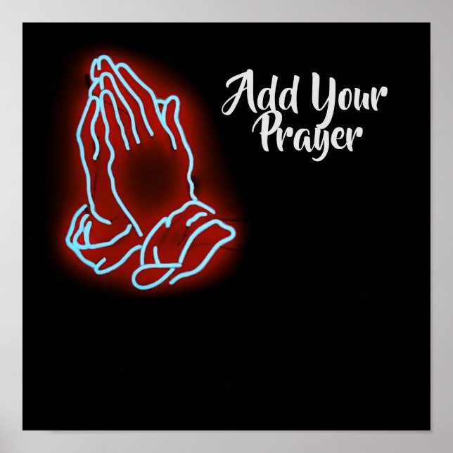 Neon Praying Hands Personalize or Customize Poster (Front)