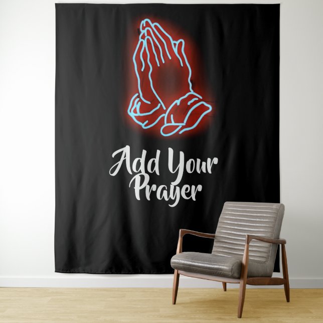 Neon Praying Hands Personalize or Customize Tapestry (In Situ)