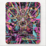 Neon Psychedelic Luxury Lounge Art Mouse Pad<br><div class="desc">A vibrant psychedelic interior scene filled with neon light beams, geometric shapes, and luxurious décor. Crystal chandeliers, golden rings, and bold retro patterns create a surreal futuristic lounge atmosphere. The rich mix of pink, teal, and gold tones gives this artwork a striking visual energy inspired by modern psychedelic aesthetics and...</div>
