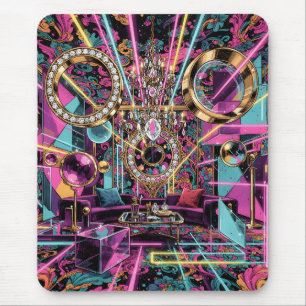 Neon Psychedelic Luxury Lounge Art Mouse Pad