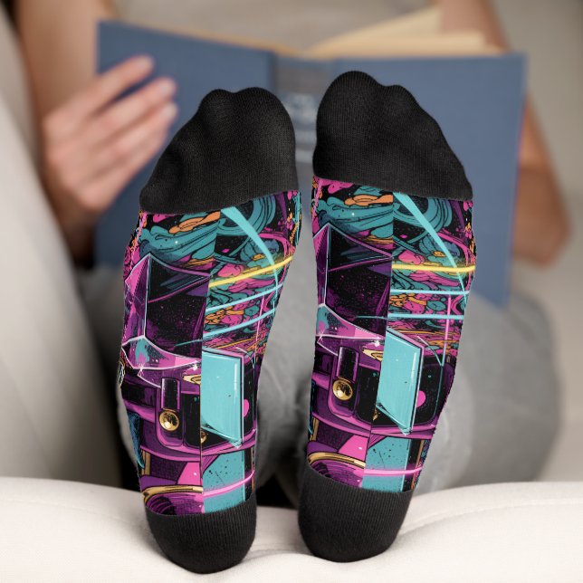 Neon Psychedelic Luxury Lounge Art Socks (Bottom)