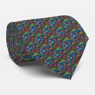 Neon Psychedelic - Mushroom Pattern Tie