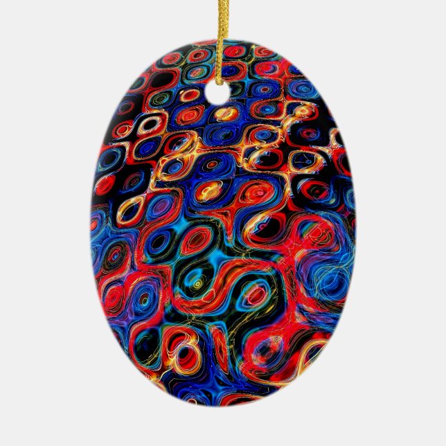 Neon Psychedelic Ripples Ornament (Front)