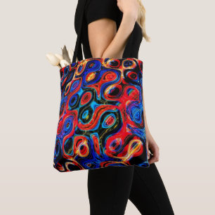 Neon Psychedelic Ripples Tote Bag
