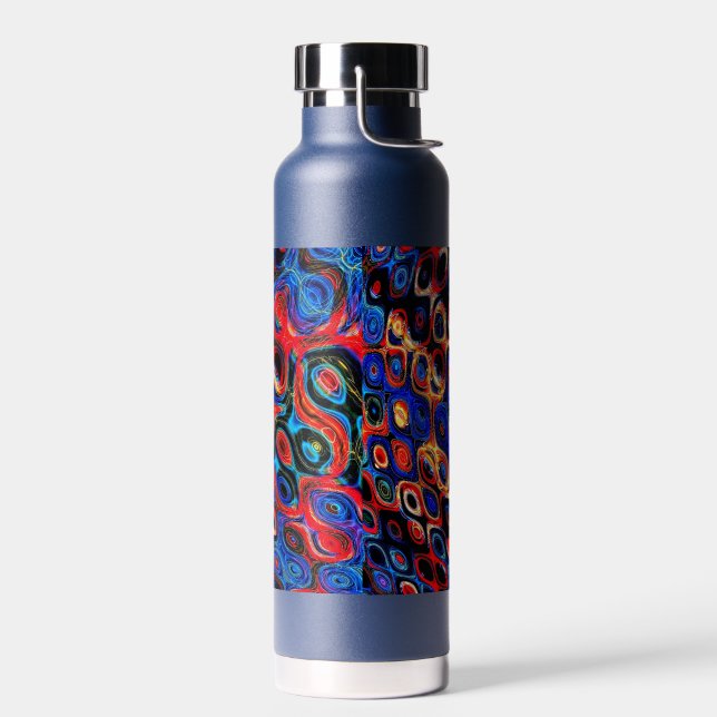 Neon Psychedelic Ripples Water Bottle (Left)
