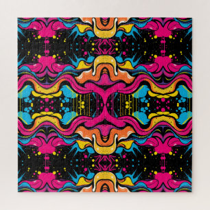 Neon Psychedelic Wave Seamless Pattern Jigsaw Puzzle