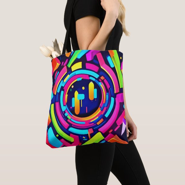 Neon Pulse: A Digital Symphony Tote Bag (Close Up)