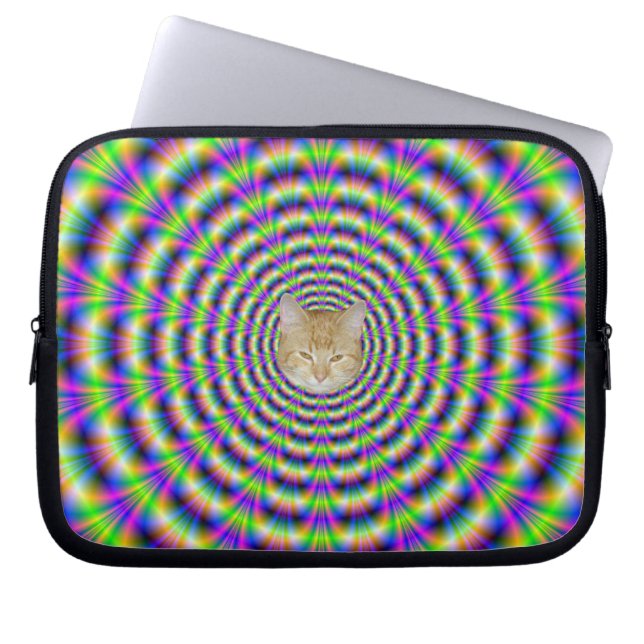 Neon Pulse Laptop Sleeve + cat (Front)