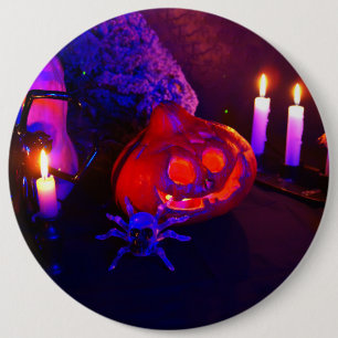 Neon pumpkins 6 inch round button