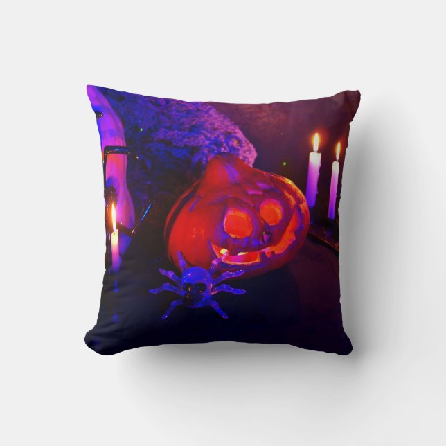 Neon pumpkins throw pillow (Front)