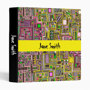Neon punk student folder doodle pattern binder