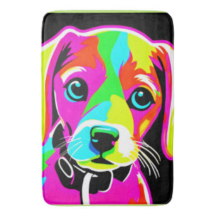Neon Puppy Pop Art Bath Mat