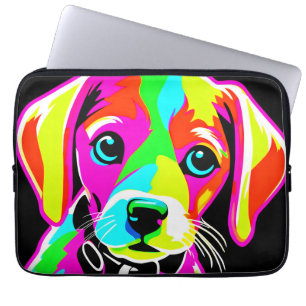 Neon Puppy Pop Art Laptop Sleeve