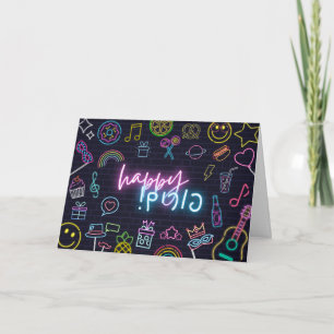 Neon Purim Card