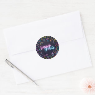 Neon Purim Classic Round Sticker