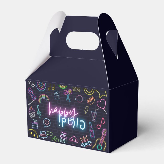 Neon Purim Favor Box (Front Side)