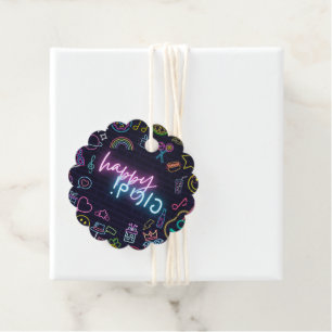 Neon Purim Favour Tags