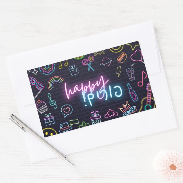 Neon Purim Sticker (Envelope)