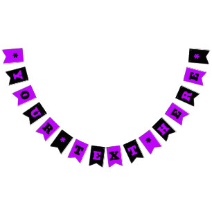 Neon Purple and Black Colour Customize Bunting Flags