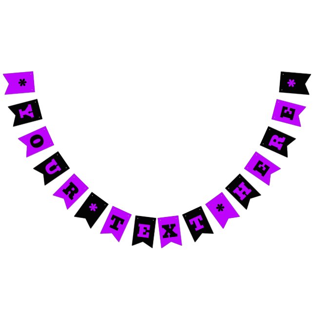 Neon Purple and Black Colour | Customize  Bunting Flags (All)