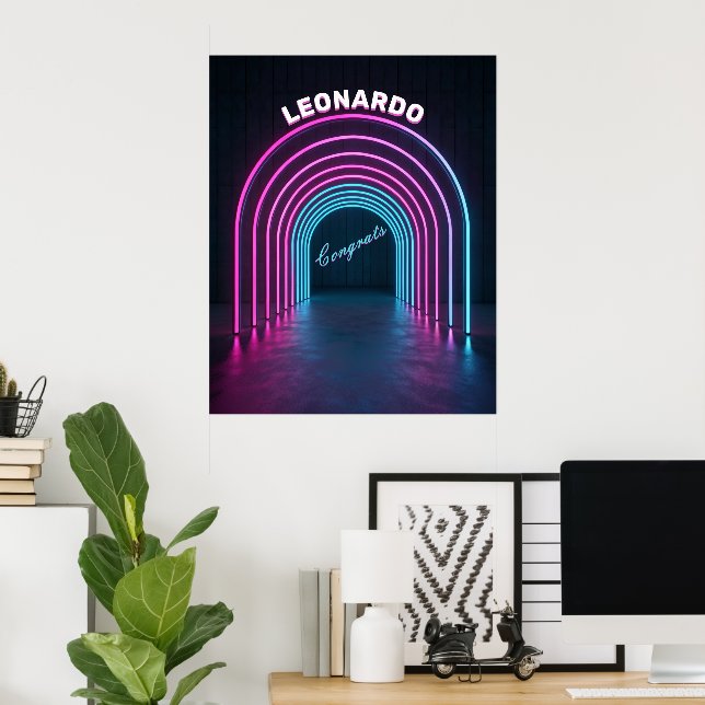 Neon Purple And Blue Archway Poster (Home Office)