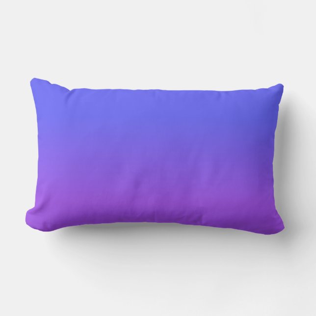 Neon Purple and Bright Neon Blue Ombré Shade Colou Lumbar Pillow (Front)