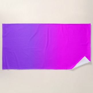 Neon Purple and Hot Pink Ombre Shade Color Fade Beach Towel