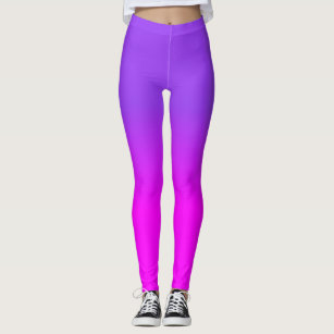 Neon Purple and Hot Pink Ombre Shade Colour Fade S Leggings
