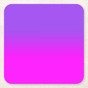 Neon Purple and Hot Pink Ombre Shade Colour Fade S Square Paper Coaster