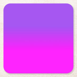 Neon Purple and Hot Pink Ombre Shade Colour Fade S Square Paper Coaster