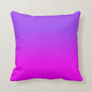 Neon Purple and Hot Pink Ombre Shade Colour Fade S Throw Pillow